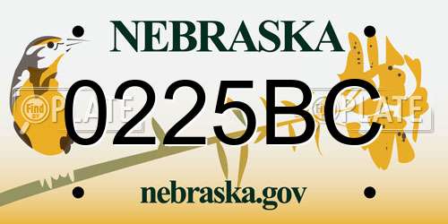 0225BC Nebraska License Plate