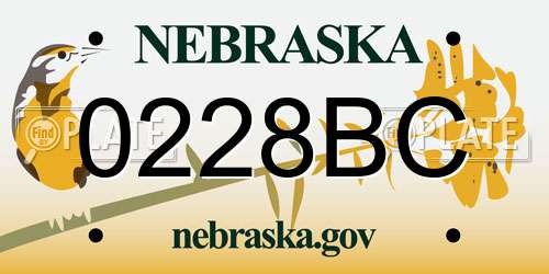 0228BC Nebraska License Plate