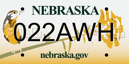 022AWH Nebraska License Plate