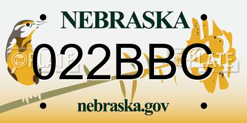 022BBC Nebraska License Plate