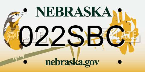 022SBC Nebraska License Plate