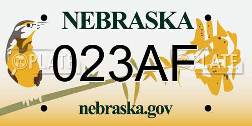 023AF Nebraska License Plate