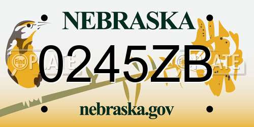 0245ZB Nebraska License Plate