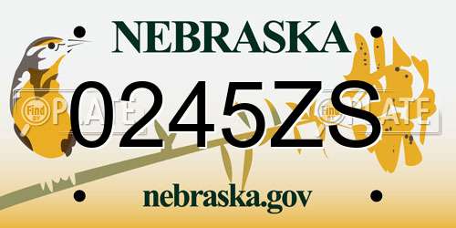 0245ZS Nebraska License Plate