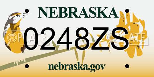 0248ZS Nebraska License Plate