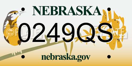 0249QS Nebraska License Plate