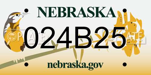 024B25 Nebraska License Plate