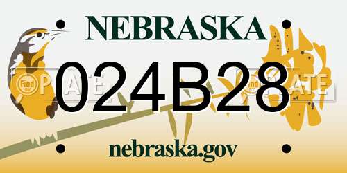 024B28 Nebraska License Plate