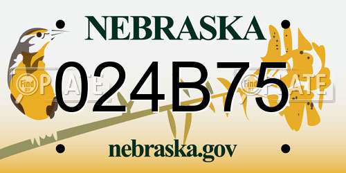 024B75 Nebraska License Plate