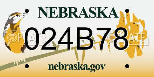 024B78 Nebraska License Plate