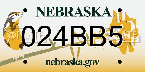 024BB5 Nebraska License Plate