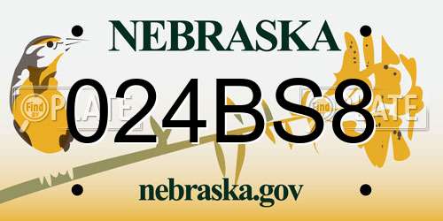 024BS8 Nebraska License Plate