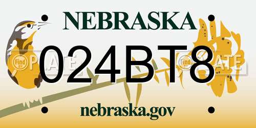 024BT8 Nebraska License Plate