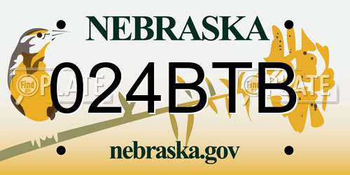 024BTB Nebraska License Plate