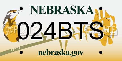 024BTS Nebraska License Plate