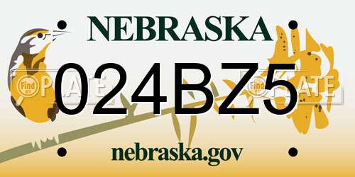 024BZ5 Nebraska License Plate