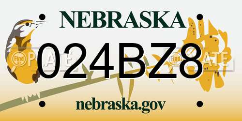024BZ8 Nebraska License Plate