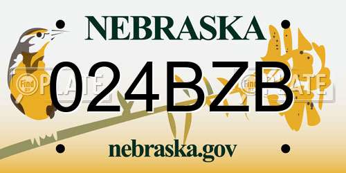 024BZB Nebraska License Plate