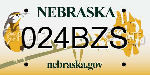 024BZS Nebraska License Plate