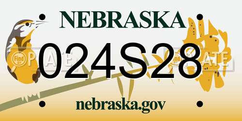 024S28 Nebraska License Plate
