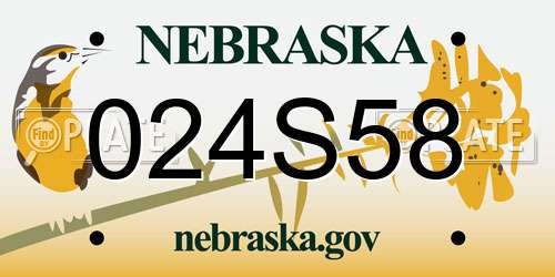 024S58 Nebraska License Plate