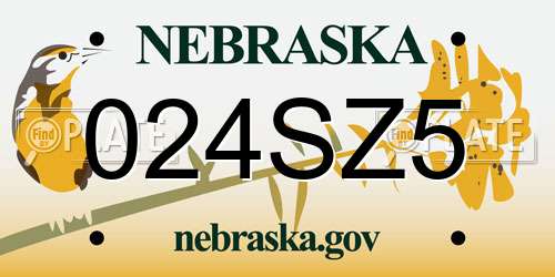 024SZ5 Nebraska License Plate