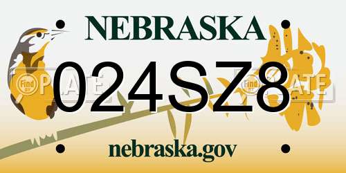 024SZ8 Nebraska License Plate