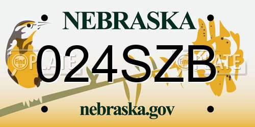 024SZB Nebraska License Plate