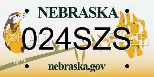 024SZS Nebraska License Plate