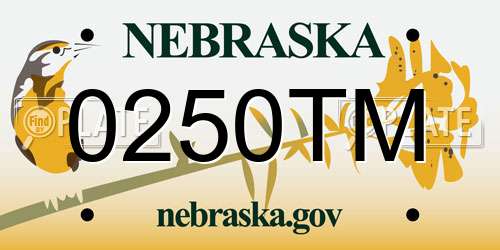 0250TM Nebraska License Plate