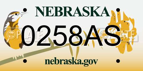 0258AS Nebraska License Plate