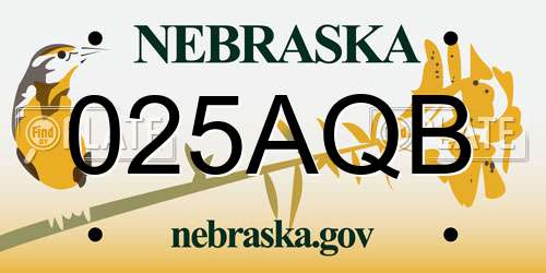 025AQB Nebraska License Plate