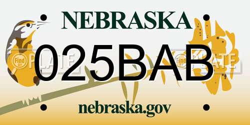 025BAB Nebraska License Plate