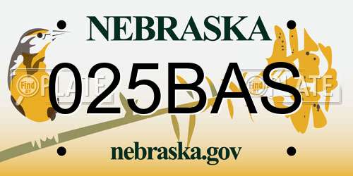 025BAS Nebraska License Plate