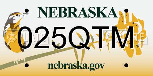 025QTM Nebraska License Plate