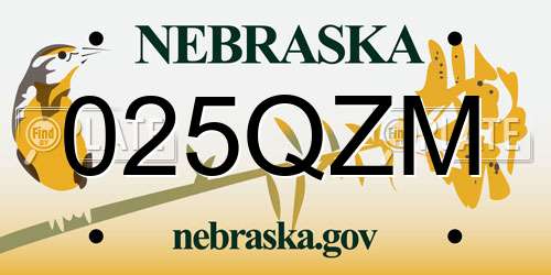 025QZM Nebraska License Plate
