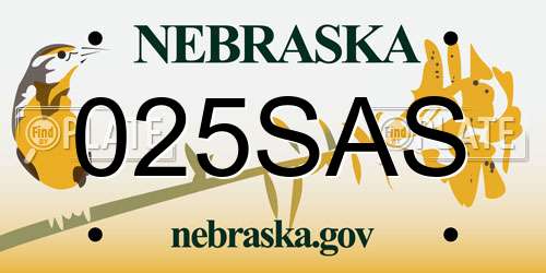 025SAS Nebraska License Plate