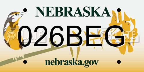 026BEG Nebraska License Plate