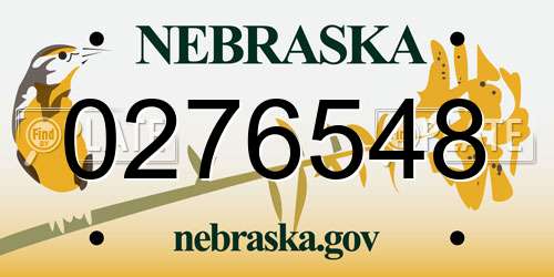 0276548 Nebraska License Plate