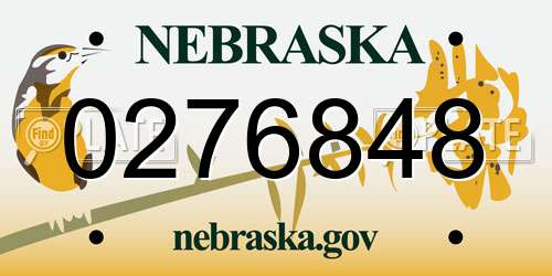 0276848 Nebraska License Plate