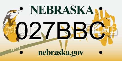 027BBC Nebraska License Plate