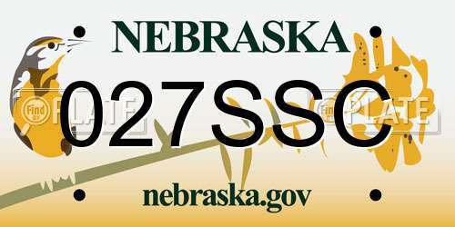 027SSC Nebraska License Plate