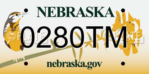 0280TM Nebraska License Plate