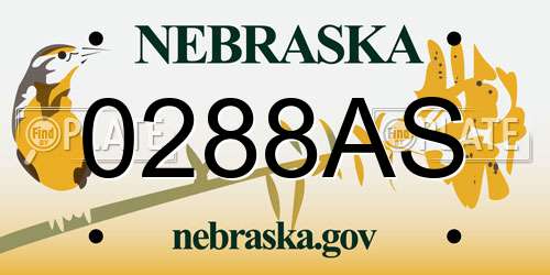 0288AS Nebraska License Plate