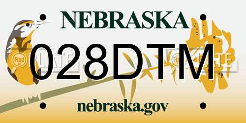 028DTM Nebraska License Plate