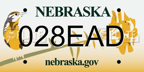 028EAD Nebraska License Plate