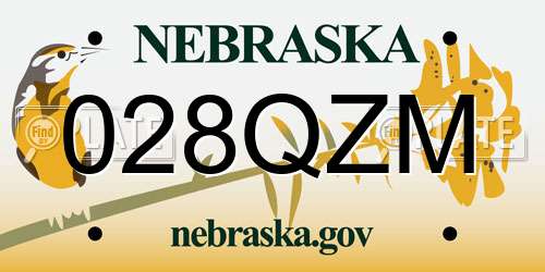 028QZM Nebraska License Plate