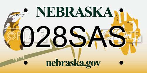 028SAS Nebraska License Plate