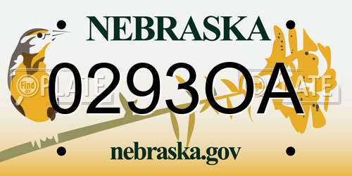 0293OA Nebraska License Plate
