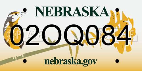 02OQ084 Nebraska License Plate
